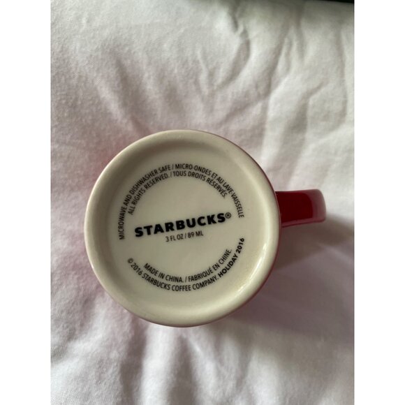 Starbucks 2016 Red Mini Ceramic Mug Ornament 3oz With Box - Picture 4 of 5